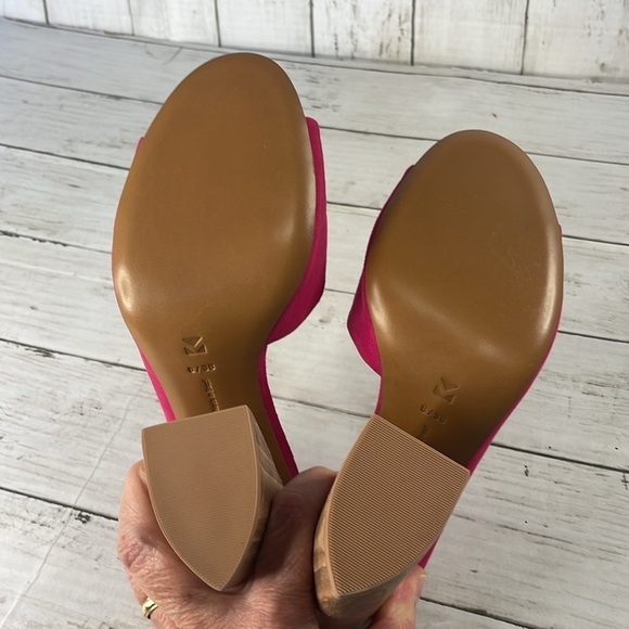 NWOT Mercedes Castillo Fuschia Suede IZAR HIGH Chunky Heeled Mules - Picture 9 of 12